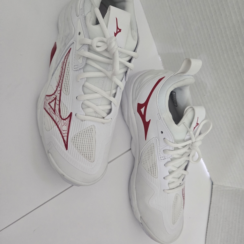 White and Red Mizuno Sneakers